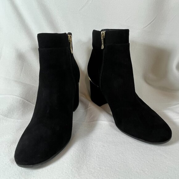 Easy Spirit Leather Suede Black Boots Gold Accent Size US 8.5 - Picture 10 of 11